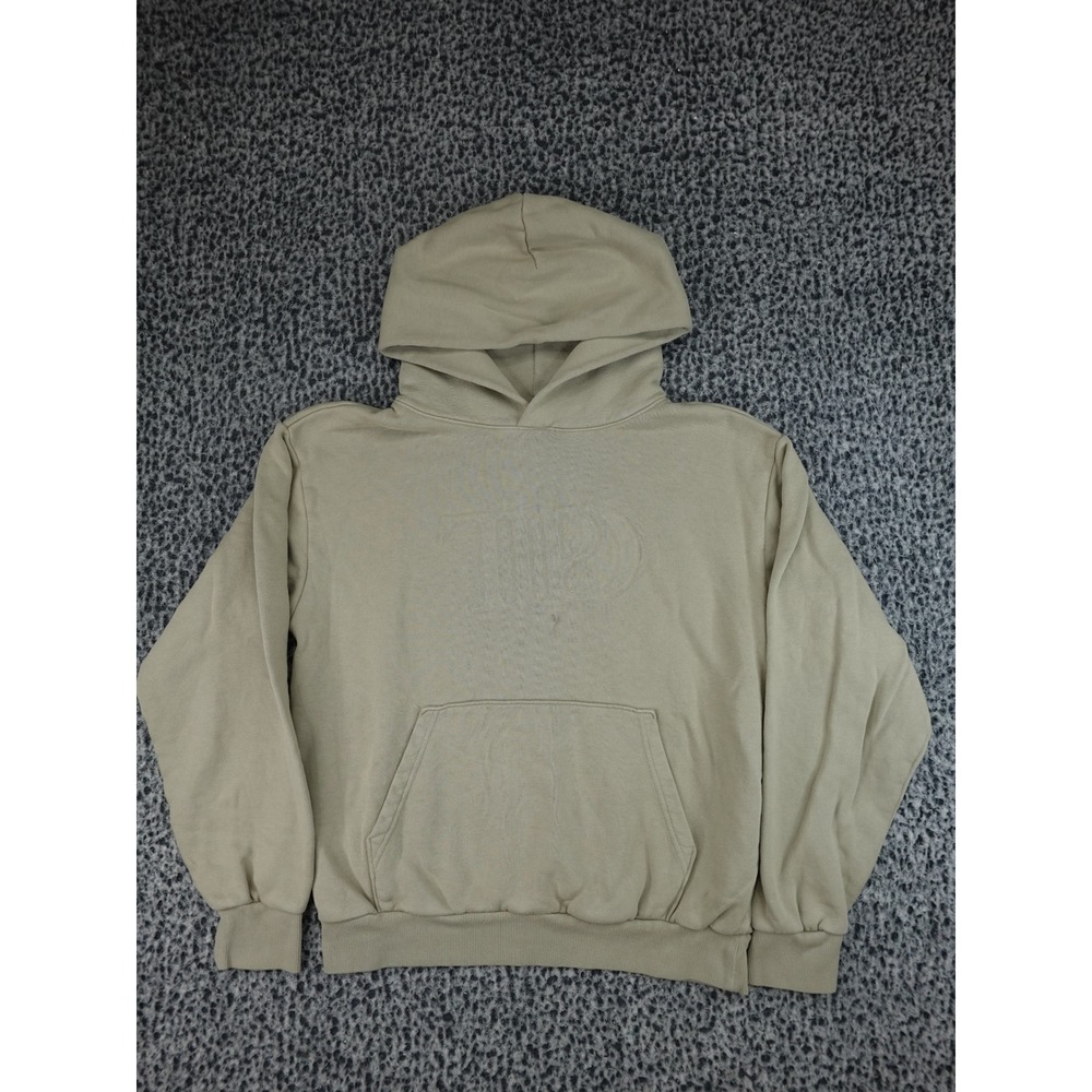 Taylor Swift Hoodie Unisex Medium Beige TTPD Embossed Logo Pullover Sweatshirt